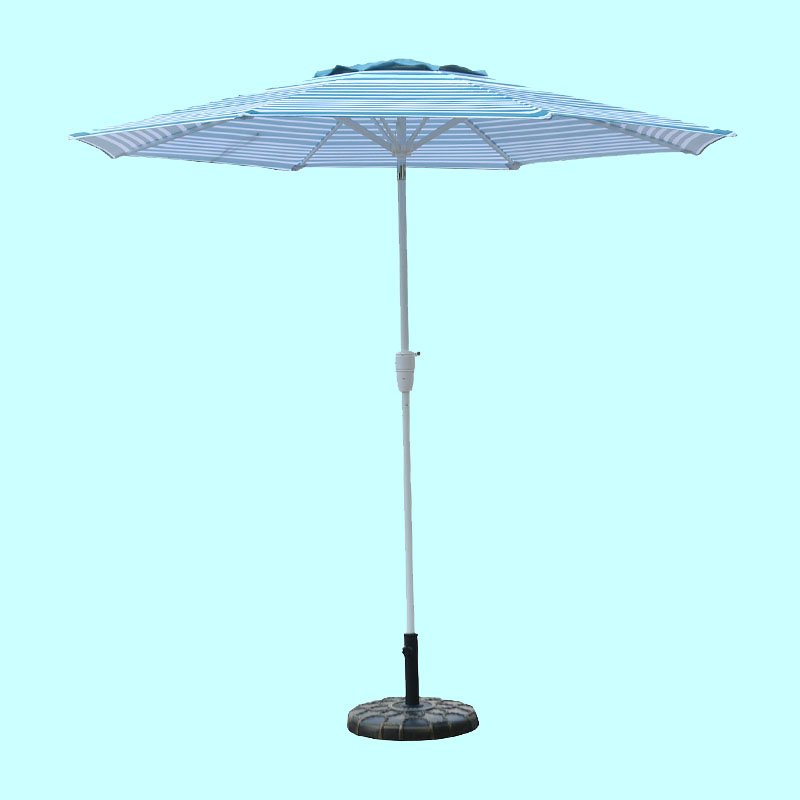7.5 blue striped crank and tilt patio umbrella with stand