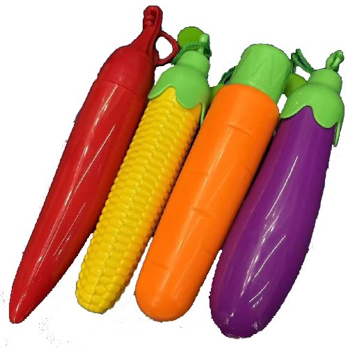 creative-umbrella with carrot eggplant chili and corn shapes