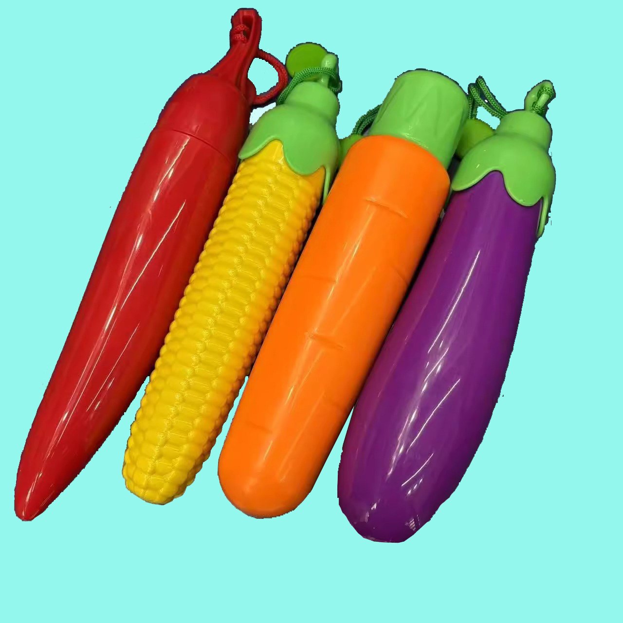 creative-umbrella with carrot eggplant chili and corn shapes