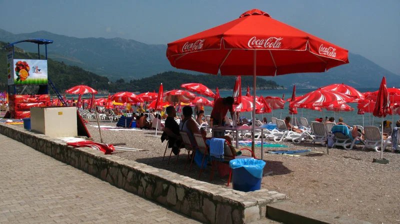 Coca-Cola branded umbrellas for outdoor promotions